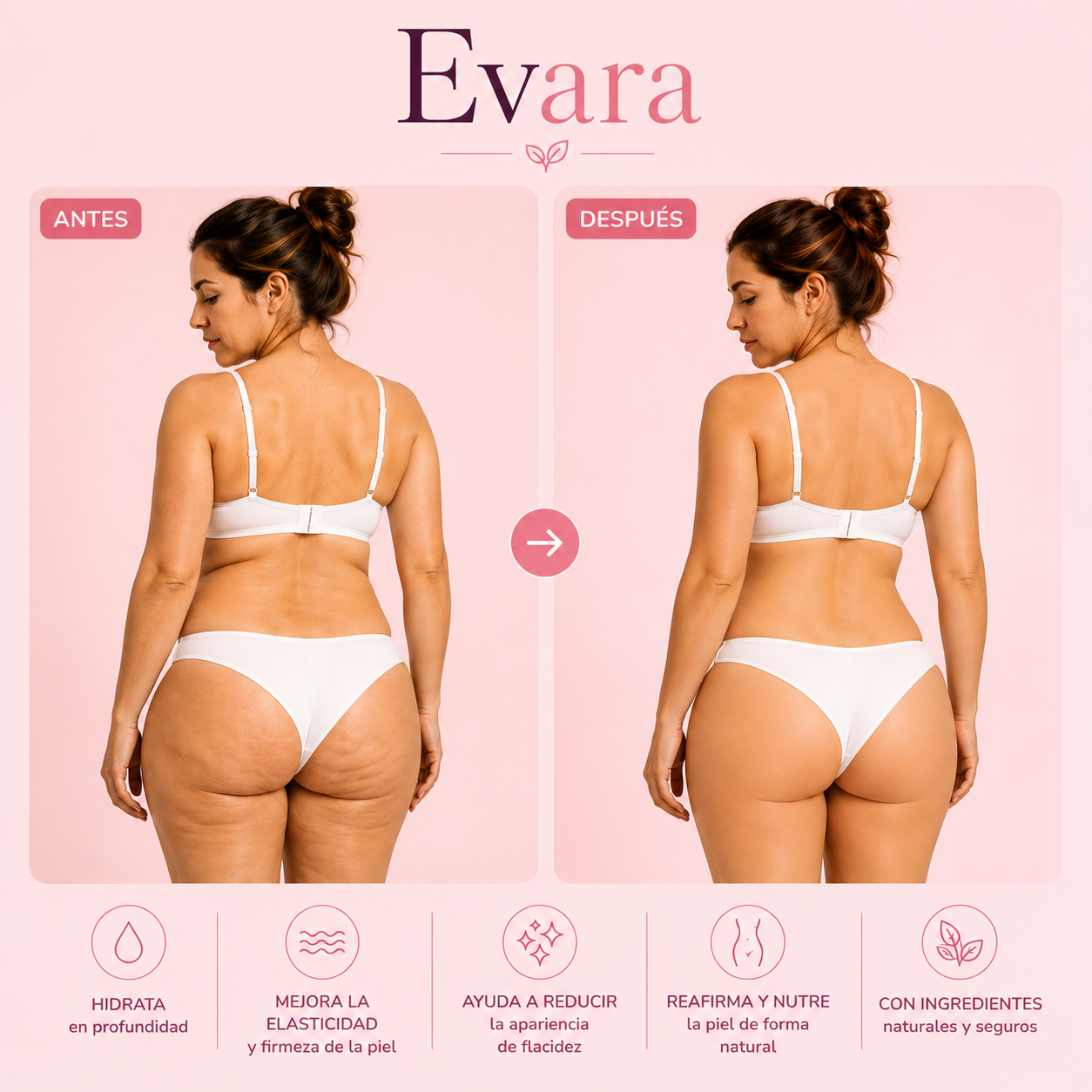 Piel más firme e hidratada en 4 semanas con Evara®